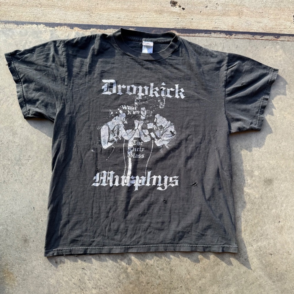 Vintage Dropkick Murphys The Dirty Glass Band T-Shirt Black Distressed Large‎